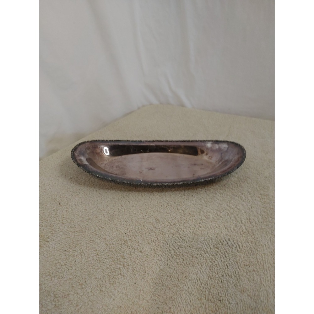 Vintage Forbes‎ Plate Silver Oval Serving Tray Rope Edge Design engraved 12x6